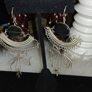 Silver & black handmade earrings